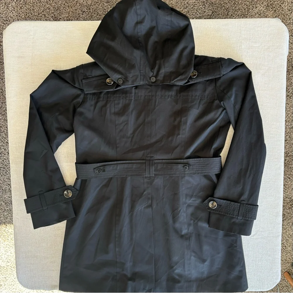 London Fog Women's Black Trench Coat with removable hood size m - Picture 4 of 11